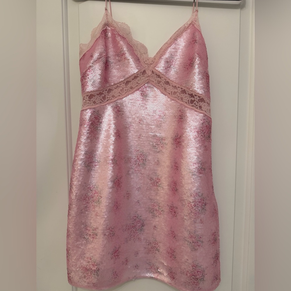 LoveShackFancy Finta Mini Dress in Flamenco PINK